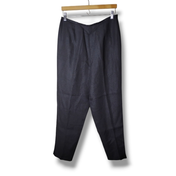 Vintage Talbots 100% Irish Linen Pants 12 Black Tapered Coastal Preppy - Picture 1 of 6